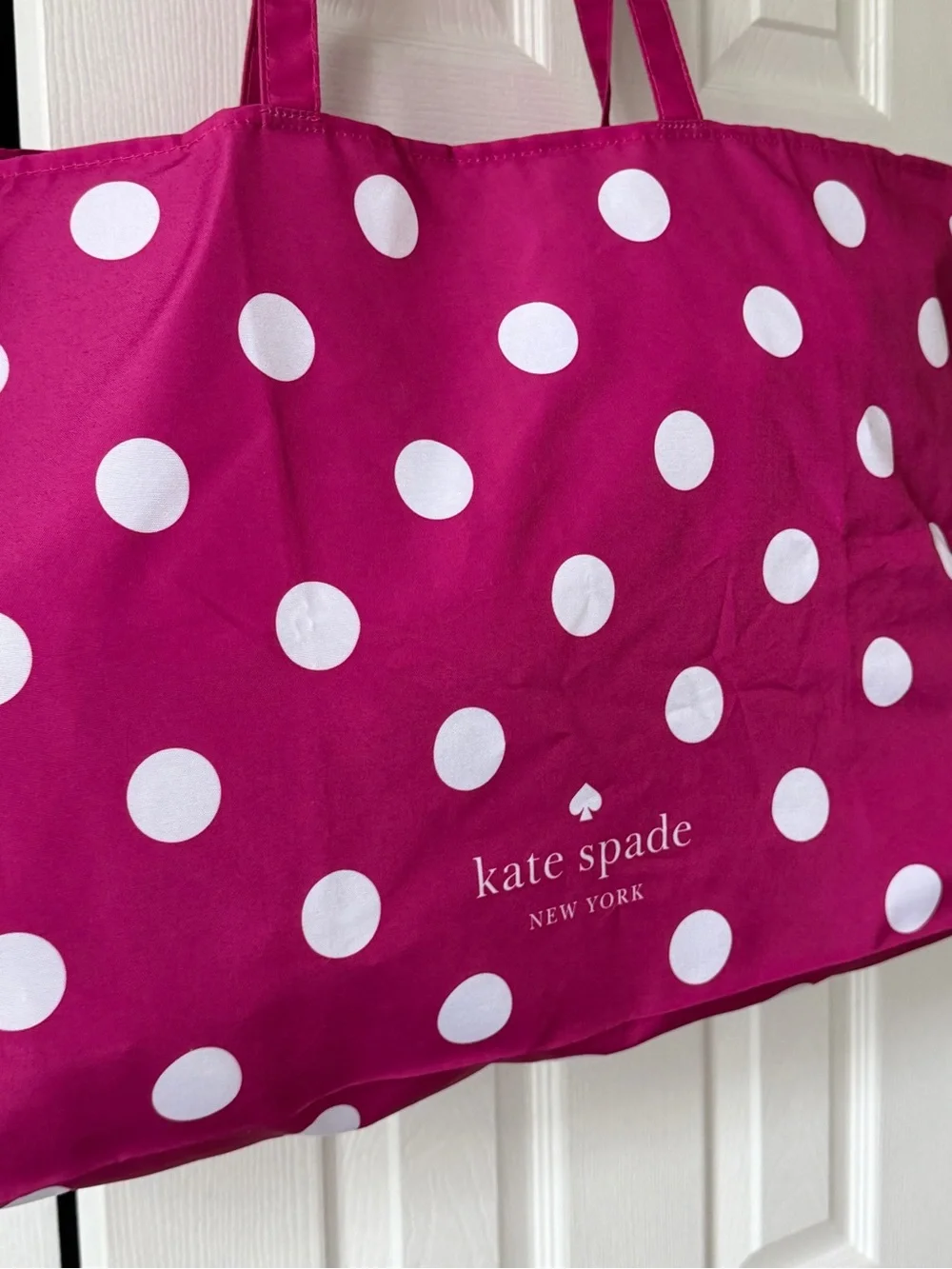 Kate Spade ♠️ Dotted Canvas Tote in Pink & White